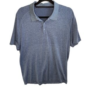 Lululemon Blue Textured Knit Polo Shirt Men's Size XL Athleisure Fast Ship